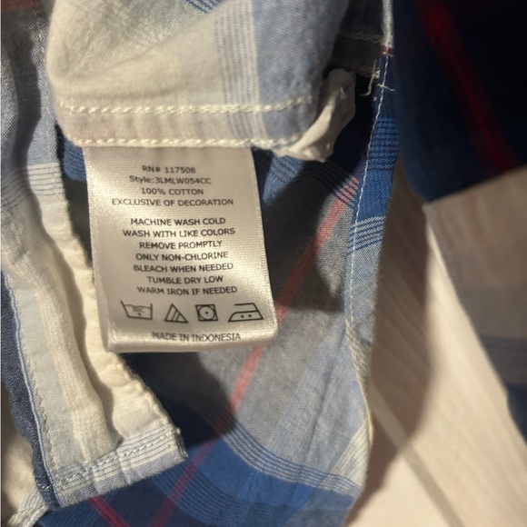 Levi's Blue Plaid Men's Shirt button up collared long sleeve size large top - Picture 9 of 11